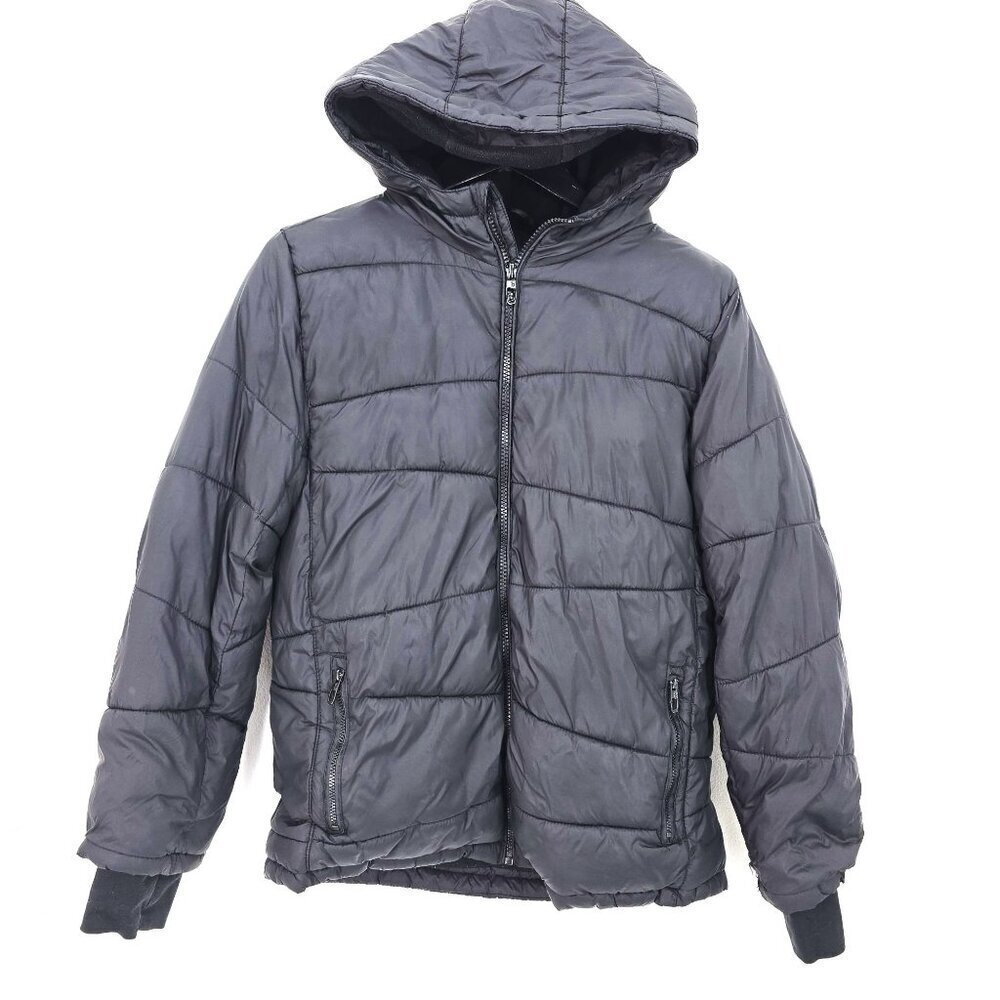 Spyder Black Kids Youth Puffer Fleece Lined Winter Coat Jacket Hood Size L 14/16